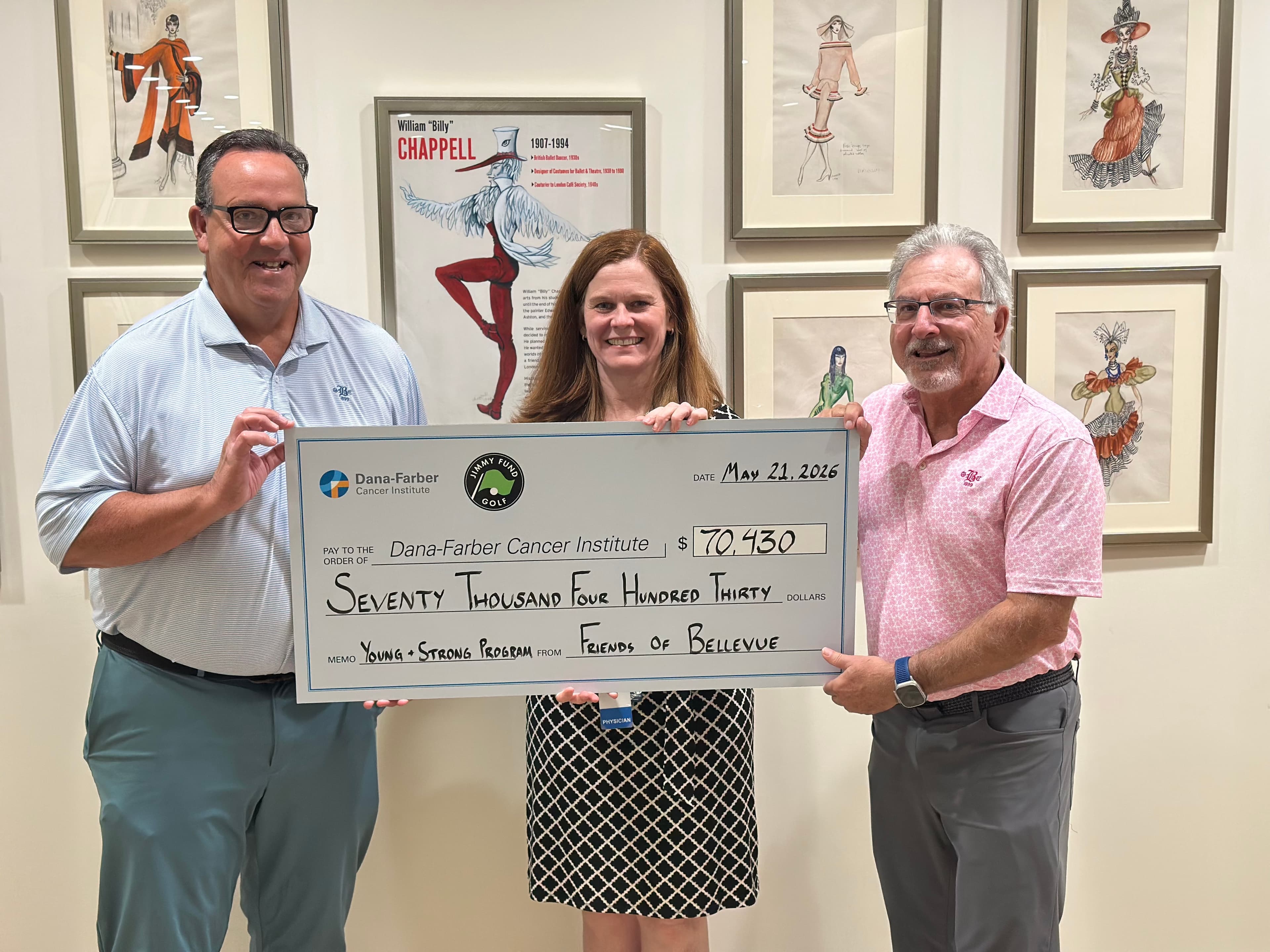 FOB presenting a $70,430 check to Dana-Farber Cancer Institute, May 2026